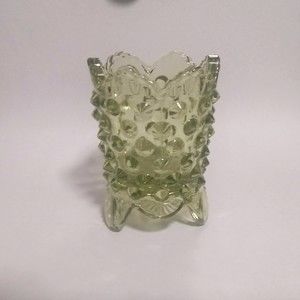 Fenton Glass Green Footed Toothpick Holder Unmarked